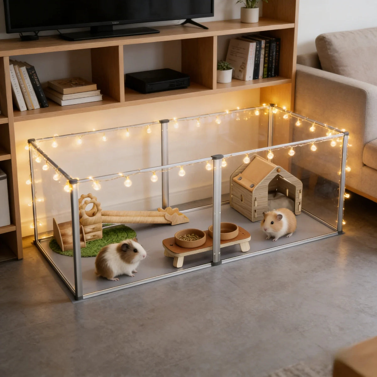 Premium Acrylic Six Panel Hamster Play Pen With Waterproof Pad