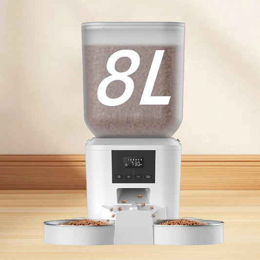 Furpipi 8L Automatic Pet Feeder With Stainless Steel Bowls