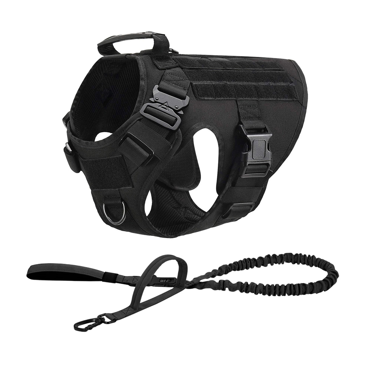 Tactical Dog Harness With Leash And Molle Pouches For Training