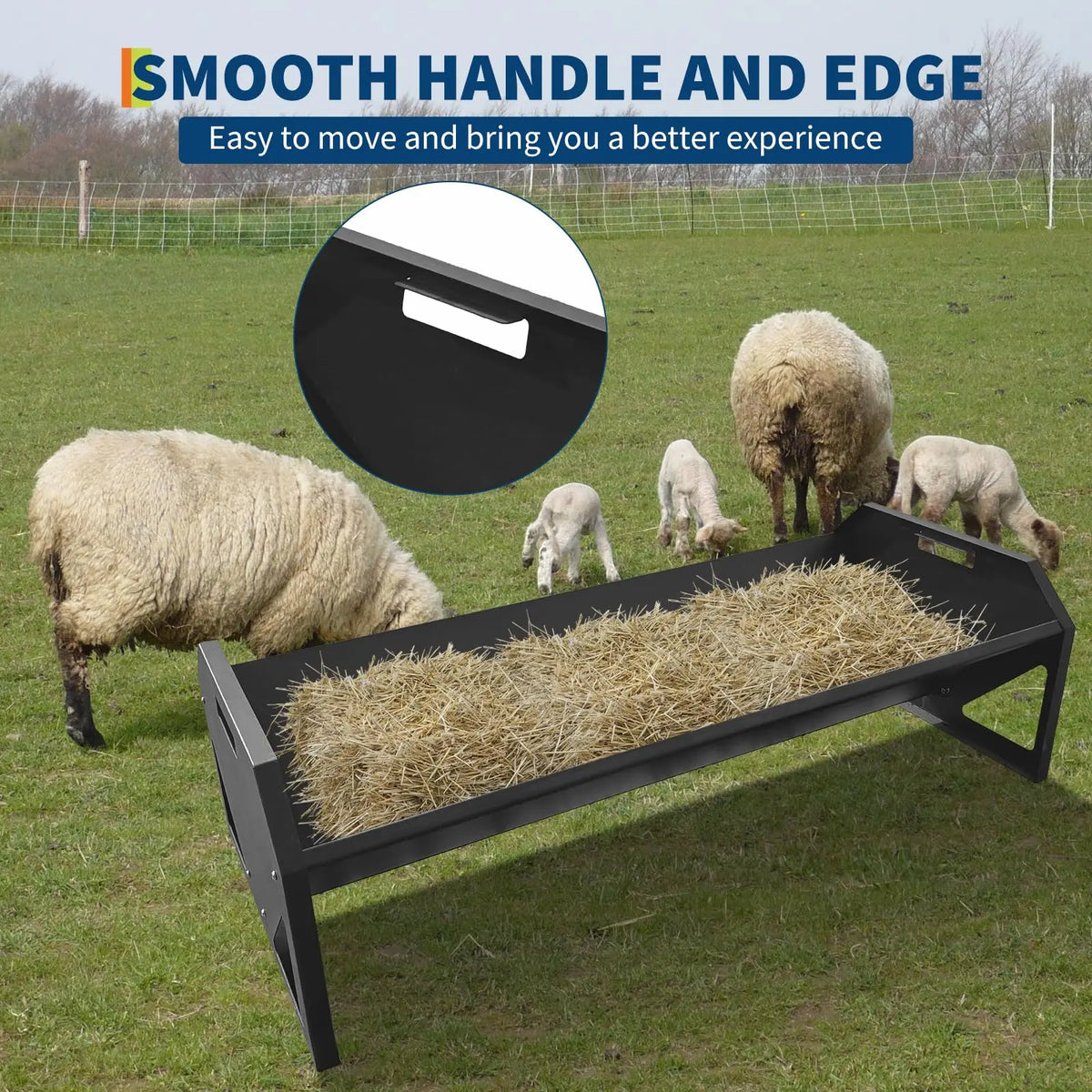 HiMISS 22 Gallon Galvanized Steel Livestock Hay Feeder Trough