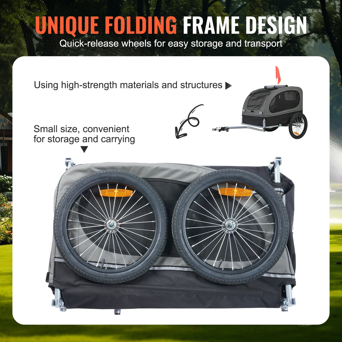 Collapsible Dog Bike Trailer With Reflective Markers And Secure Coupling