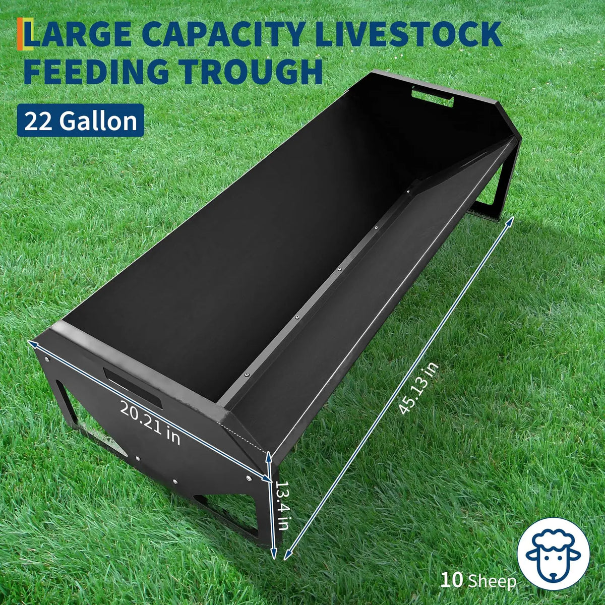 HiMISS 22 Gallon Galvanized Steel Livestock Hay Feeder Trough