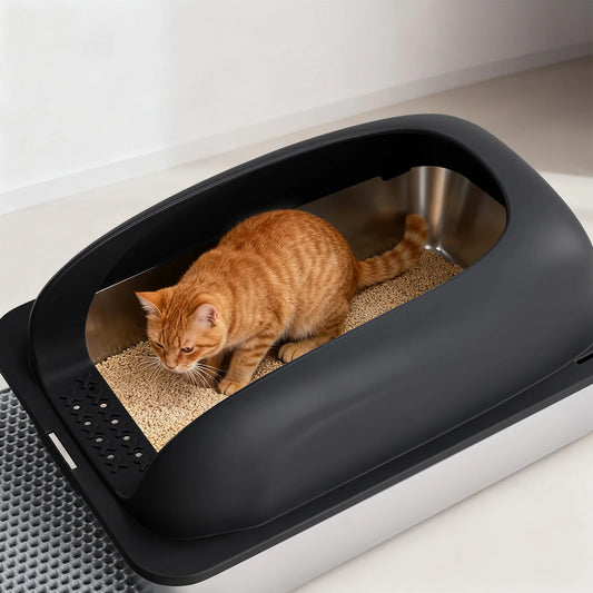 Stainless Steel Cat Litter Box Lid Scoop And Mat Included
