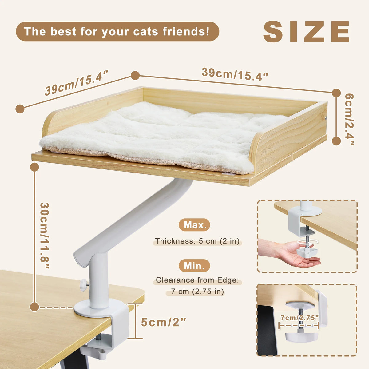 PAWZ Road Cat Desk Bed With 360 Rotatable Stand For Indoor Cats