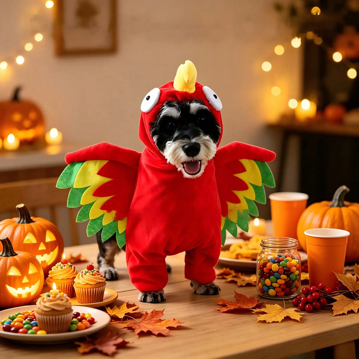 Halloween Pet Turkey Costume With Colorful 3D Wings