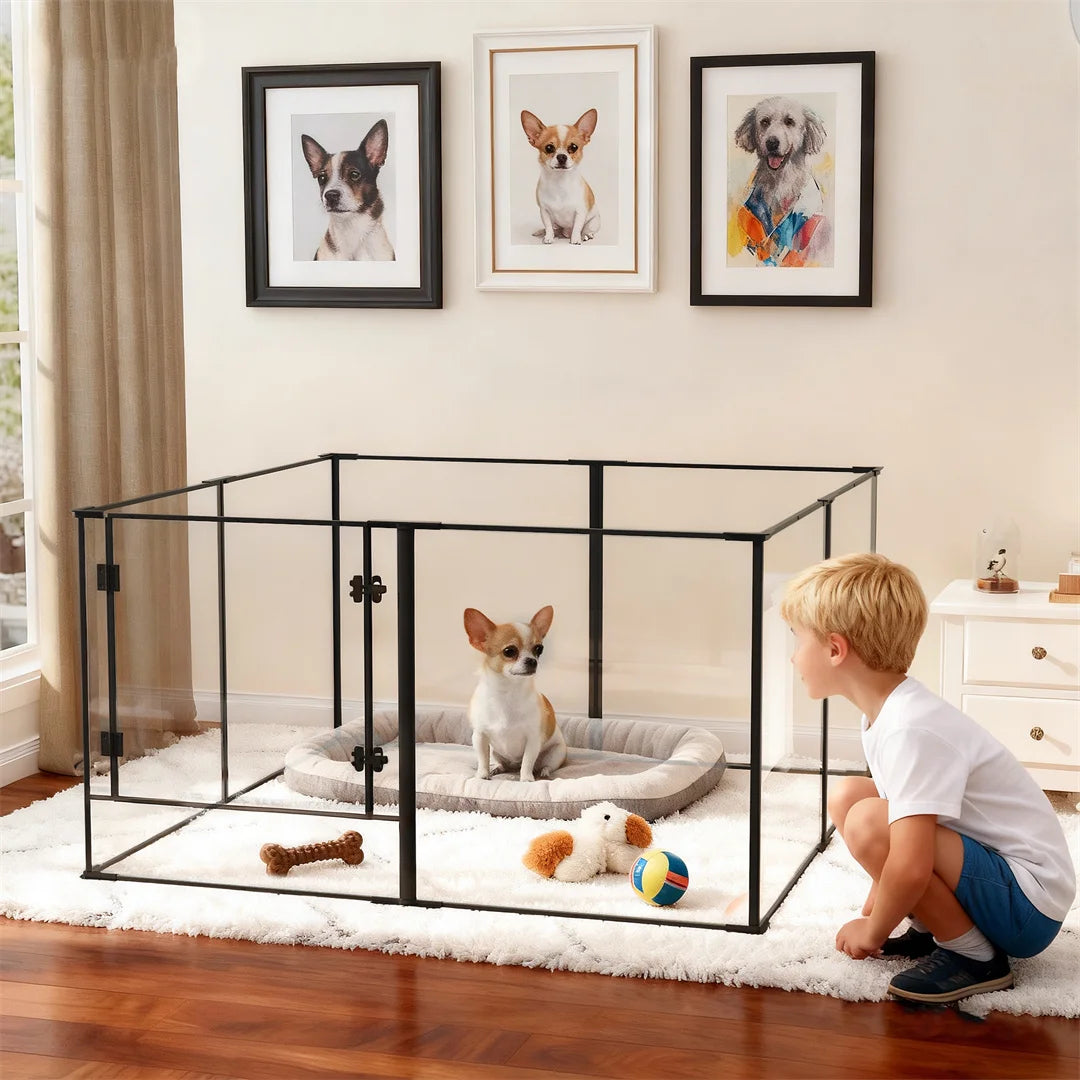 BINGOPAW 8 Panels Acrylic Dog Playpen Indoor Exercise Fence