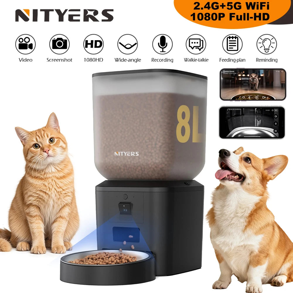 Nityers Smart Cat Feeder With 1080p Camera And Night Vision