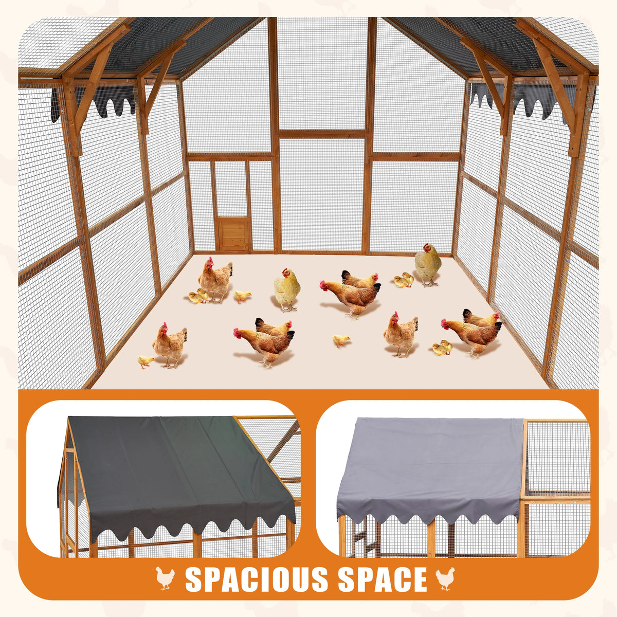 Outdoor Iron Chicken Coop And Pet Playpen With Waterproof Cover