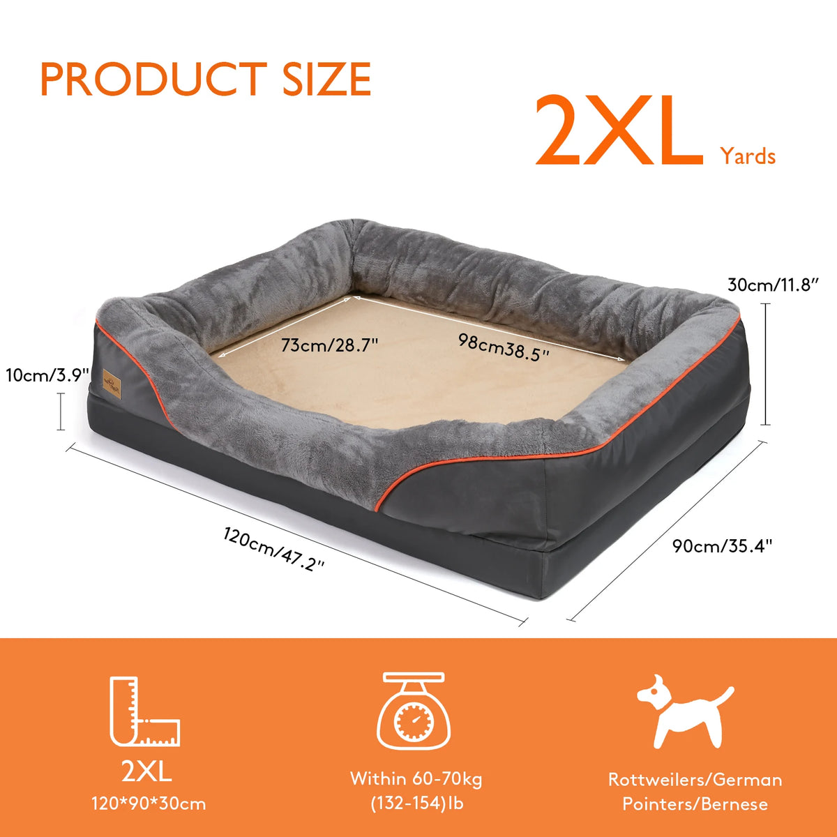 BINGOPAW Dog Bed Soft Anti Allergy Removable Washable Waterproof Cover