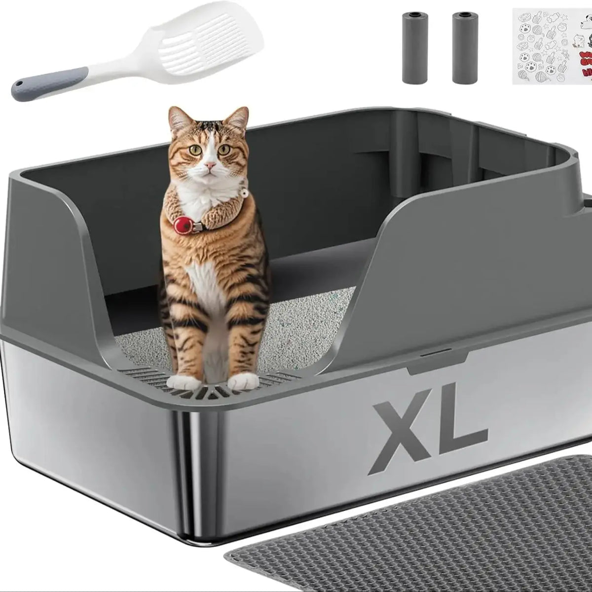 Stainless Steel Cat Litter Box With Splashproof And Leakproof Design