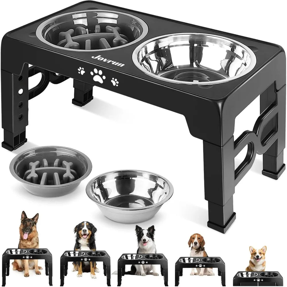Nbvcx Adjustable Elevated Stainless Steel Dog Bowl Stand