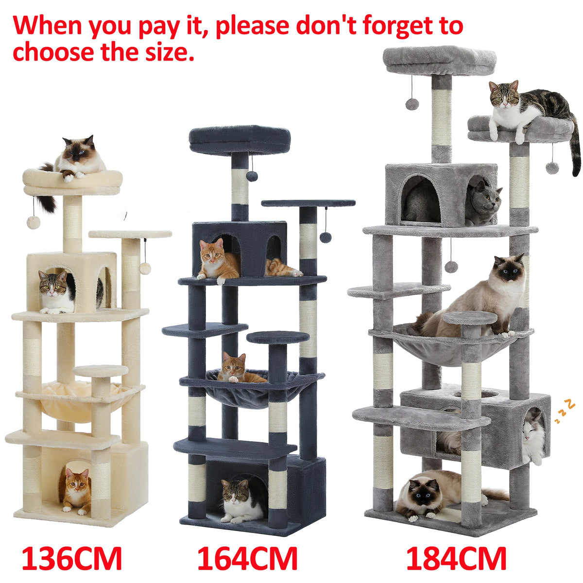 PAWZ Road Large Cat Tree Tower For Indoor Cats Hammock