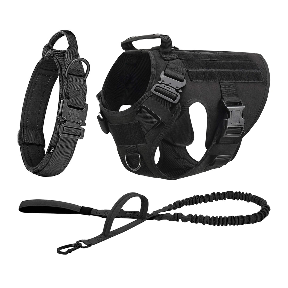 Tactical Dog Harness With Leash And Molle Pouches For Training