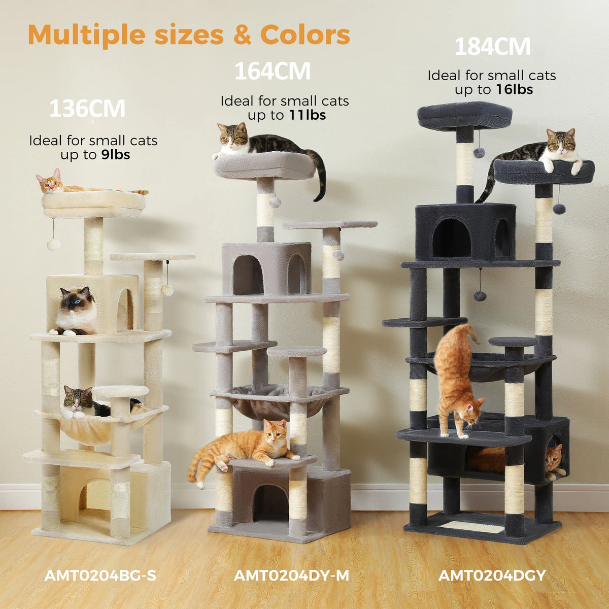 PAWZ Road Large Cat Tree Tower For Indoor Cats Hammock