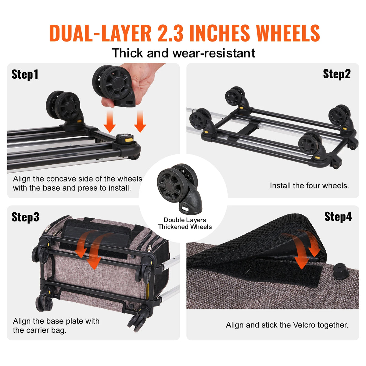 Wheeled Pet Carrier Backpack With Telescopic Handle For Pets