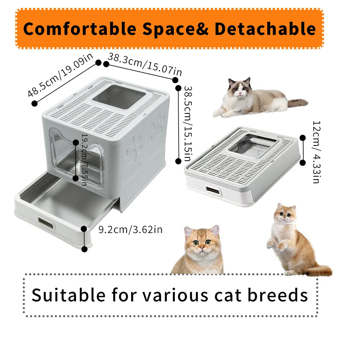 Bingopaw Front Entry Detachable Cat Litter Box With Steel Pan