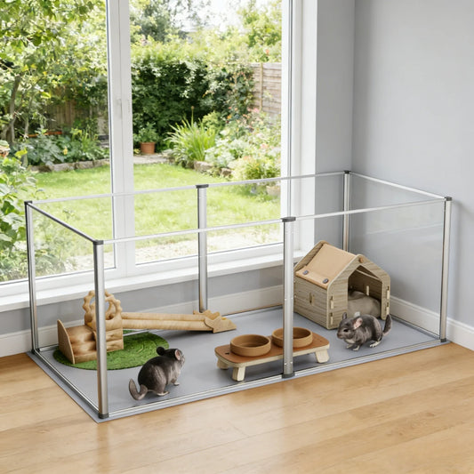 Premium Acrylic Six Panel Hamster Play Pen With Waterproof Pad