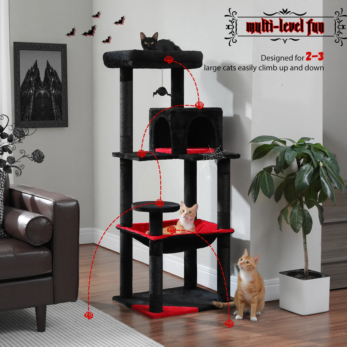 PAWZ Road Gothic Cat Tree For Indoor Cats, Tall Tower