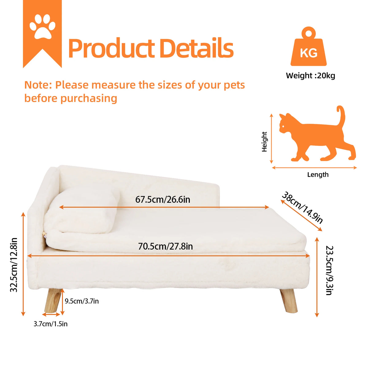 BINGOPAW Elevated Pet Sofa Bed With Cozy Waterproof Cushion