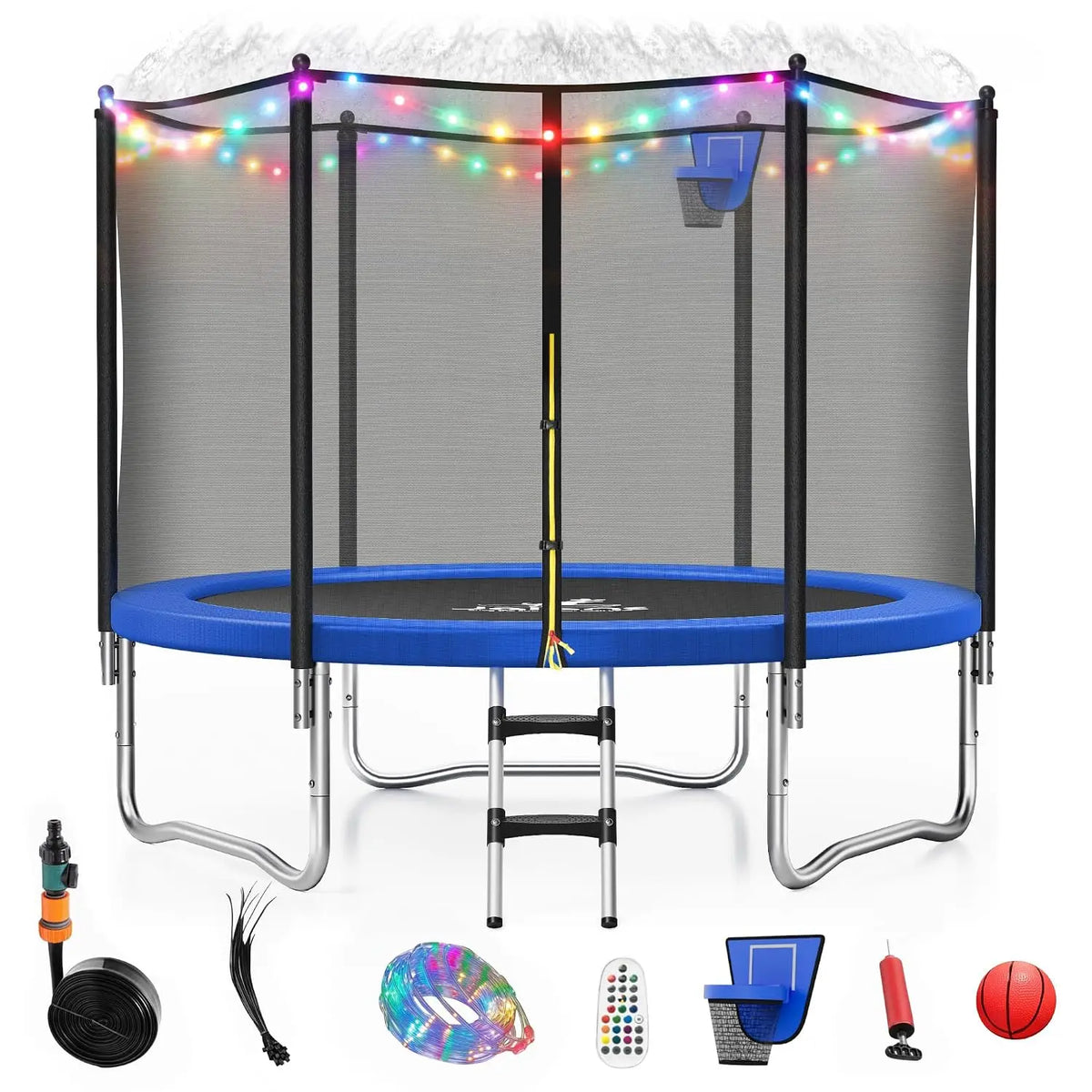Outdoor Trampoline With Safety Enclosure Net And Rust Resistant Frame