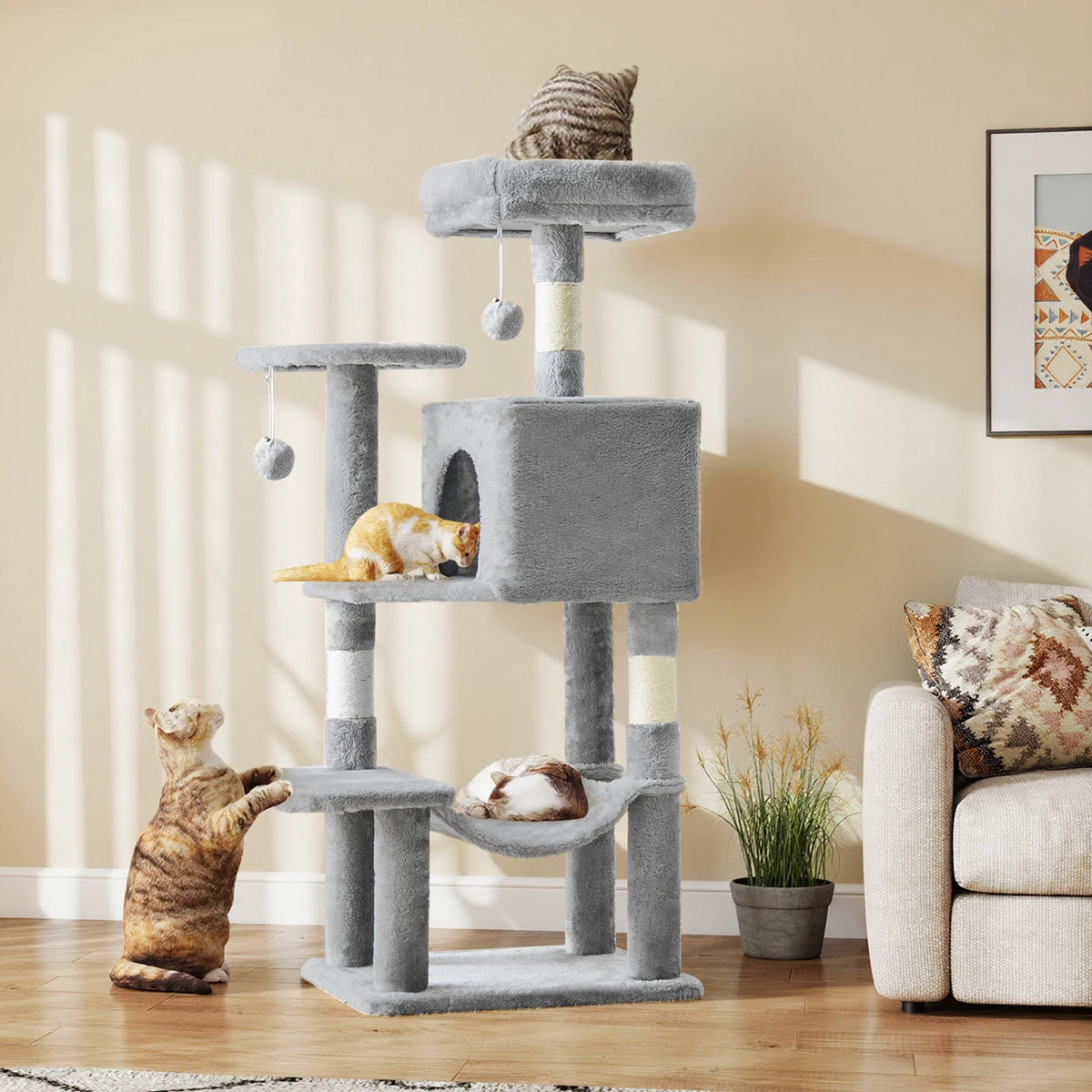 JHK Multi-Cat Cat Tree Climbing Tower With Sisal Posts