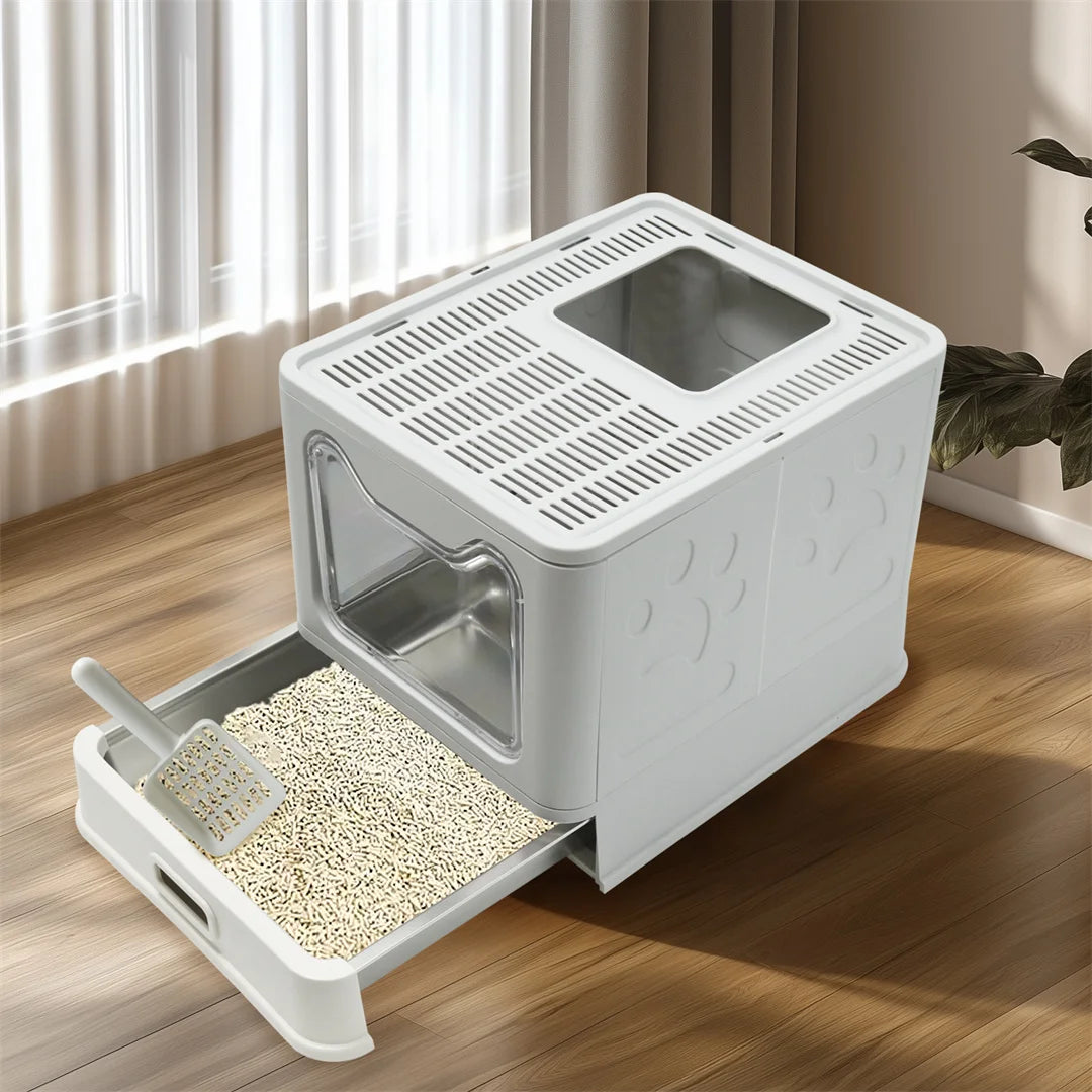 Bingopaw Front Entry Detachable Cat Litter Box With Steel Pan