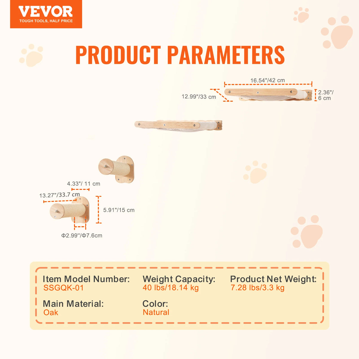 SucceBuy Wall Mounted Cat Shelves and Perches Cat Tree Furniture