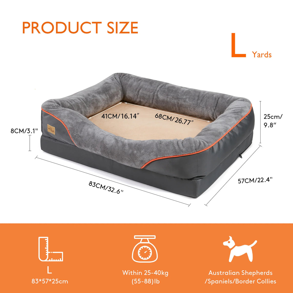 BINGOPAW Dog Bed Soft Anti Allergy Removable Washable Waterproof Cover